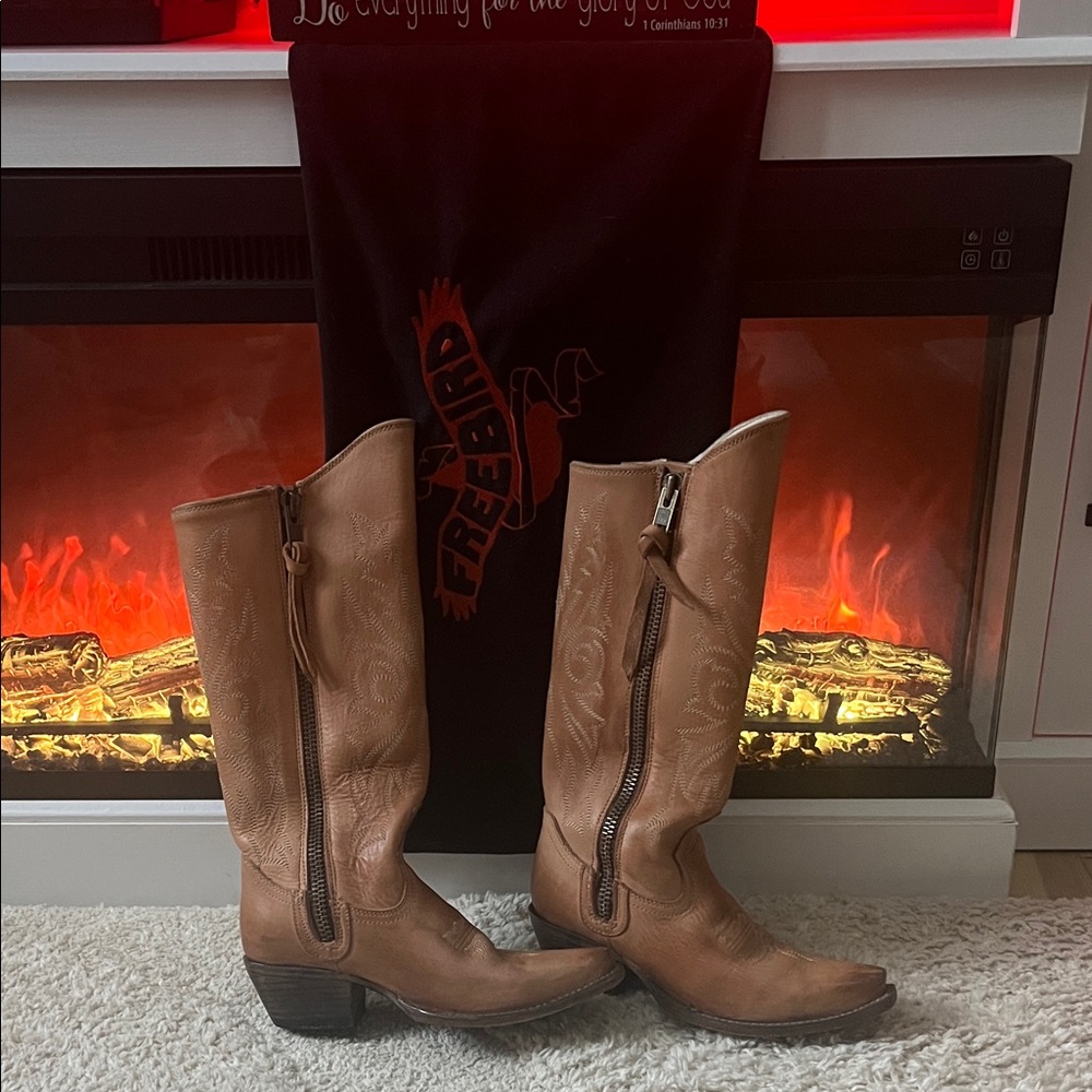 Freebird Tan Heeled Boots